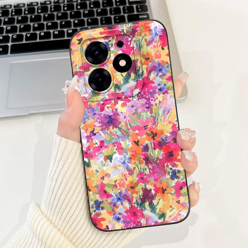 Чехол для Tecno Spark 10 Pro Мультяшный Цветок Жидкий Силикон Ударопрочный Чехол для Tecno Spark10 Pro Spark 10Pro 4G KI7 Чехлы для Телефона