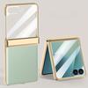 For Samsung Galaxy Z Flip 7 6 Flip7 Flip6 Phone Case with Screen Protector & Hinge Protection PU Leather Plating Frame Cover