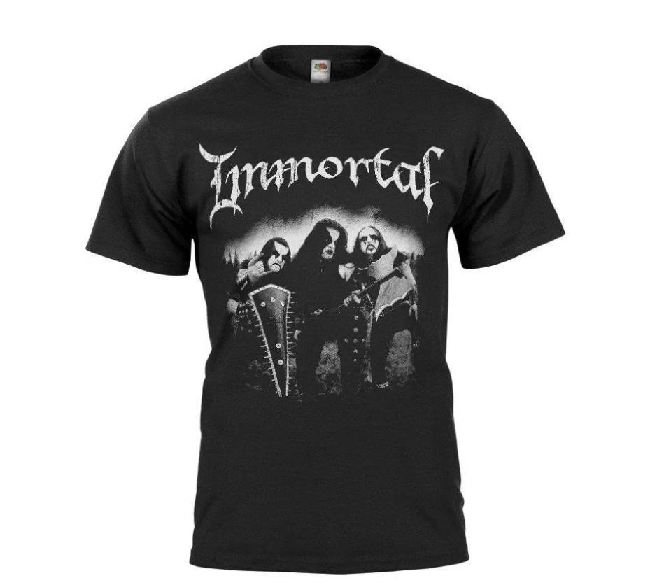 Футболка с принтом группы Immortal Ретро Черная Короткий рукав Все размеры Унисекс