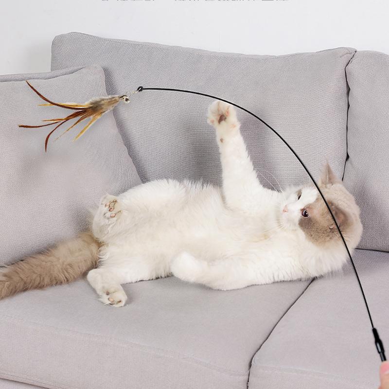 Интерактивная игрушка для кошек Handfree Cat Stick Играющий котенок Играющий тизер Палочка Игрушка на присоске Птица/перо Кошачья палочка Товары для домашних животных