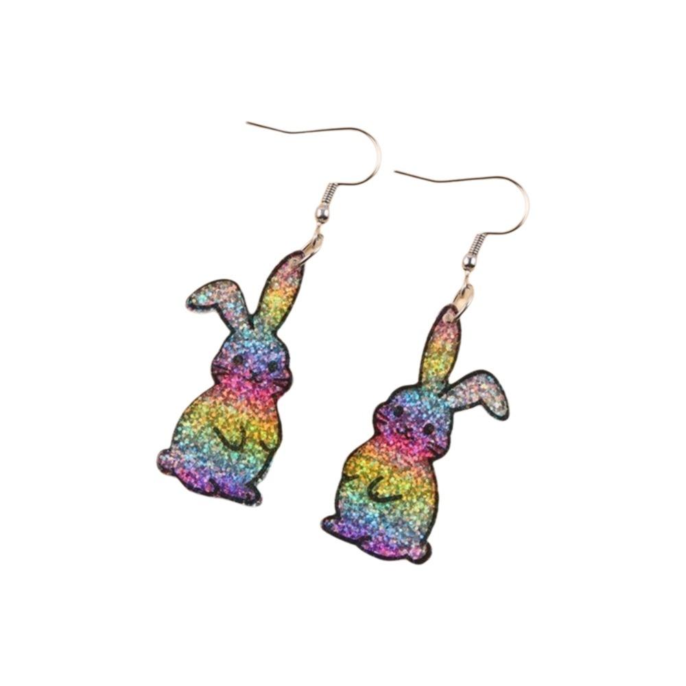 Cartoon Easter Egg Earrings Acrylic Easter Egg Dangle Earrings Bunny Pendant Earrings  Gifts