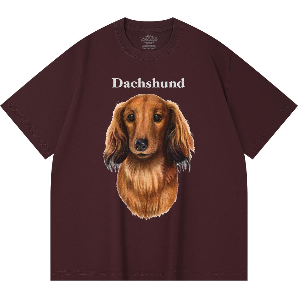 Футболка из 100% хлопка плотностью 230 г/м2 с принтом таксы, забавная футболка из чесаного хлопка в стиле Харадзюку