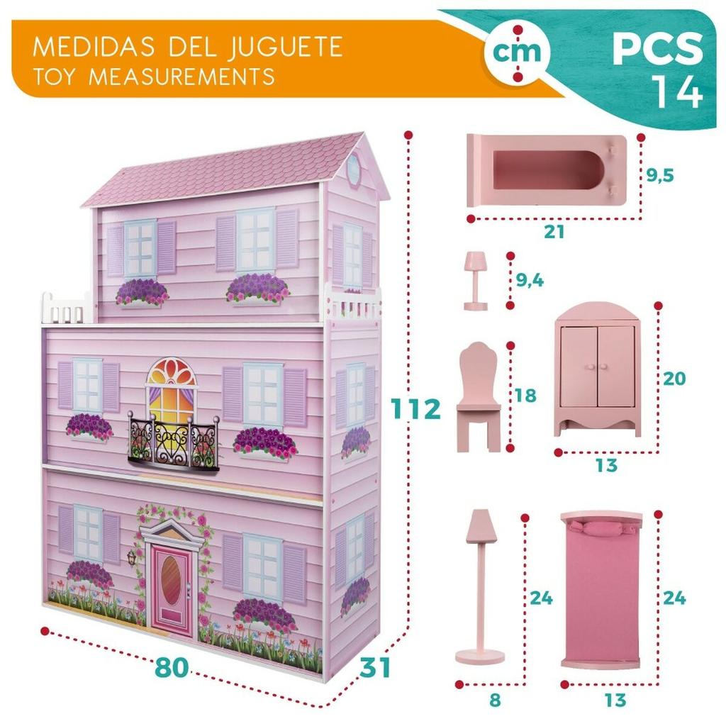 Doll's House Play & Learn 14 Pieces 80 X 112 X 31 Cm