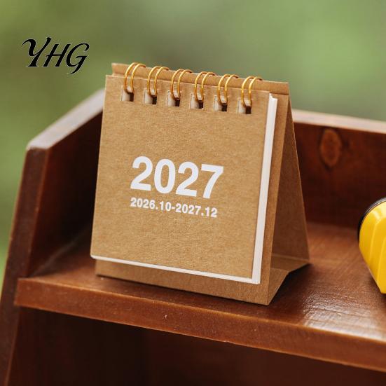 Artistic Office Stationery Supplies Mini Desk Calendar 2026-2027, Oct 2026 to Dec 2027 Standing Flip Small Functional for Planning Calendar,