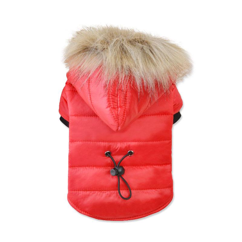 Warm Small Dog Clothes Winter Solid Color Coat Soft Fur Hood Puppy Jacket Waist Paded Warm Outfits for Chihuahua Bichon