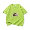 Kids Cotton T Shirt Peeking Maine Cat Pattern Print Crew Neck Short Sleeve Tee Casual Breathable Boys Girls Summer Tops