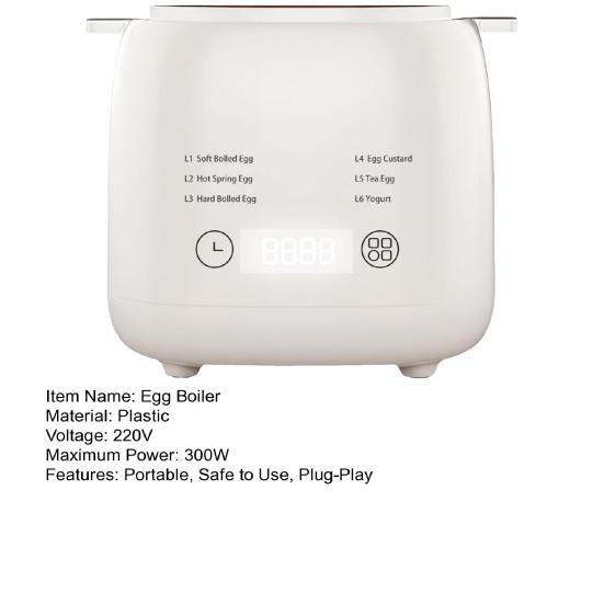 6-in-1 Rapid Egg Cooker Touch Screen Design Timer Auto Shut-off Sound Reminder Compact Size Portable Custard Yogurt Electric Egg Maker