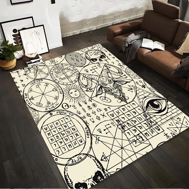 Mystical Symbols Printed Rug Non-slip rug suitable for living room and bedroom sofas