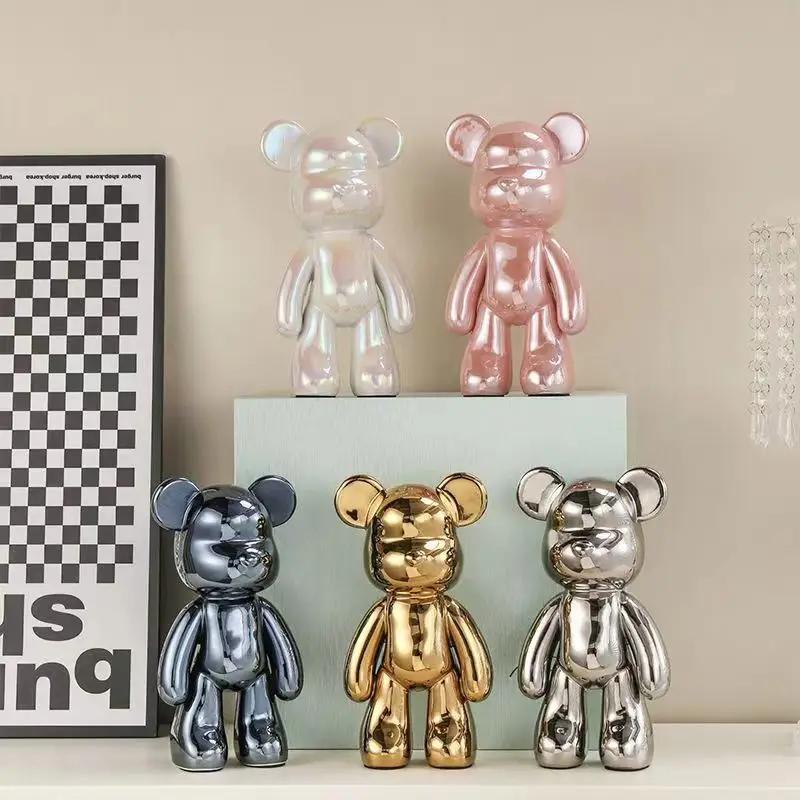 Керамическая 27 см Цветная Гальваническая Скульптура Медведя Домашняя Гостиная Настольная Декоративная Статуэтка Украшения для Интерьера Нового Дома