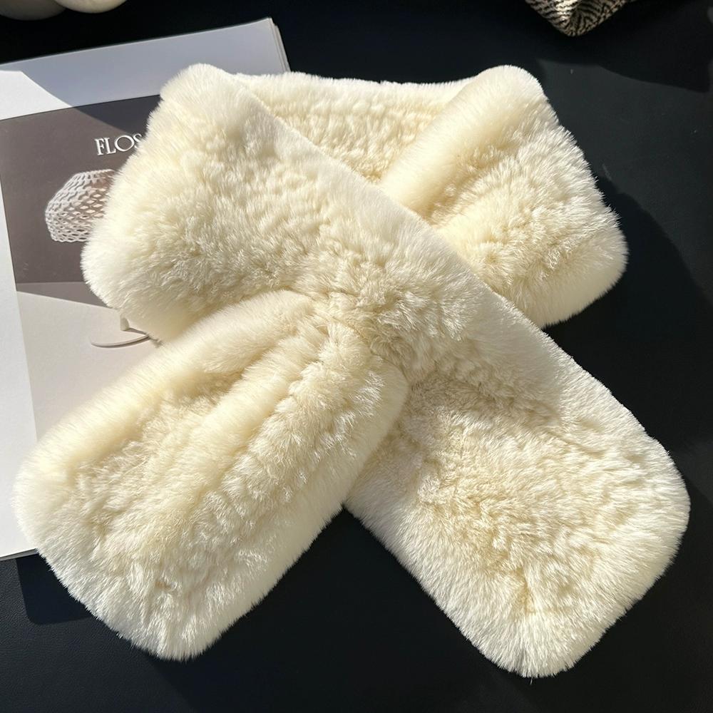 Winter Real Rex Rabbit Fur Scarf Korean Version Simple Long Scarf Warm Double-sided Thickened Fur Collar