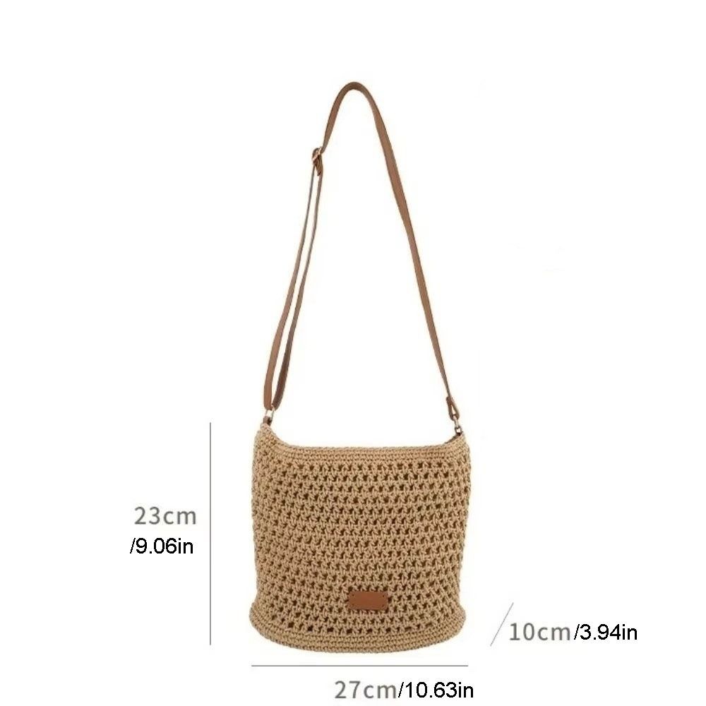 Lightweight Hollow Woven Bag Korean Style Knitting Crossbody Bag Crochet Shoulder Bag Vacation