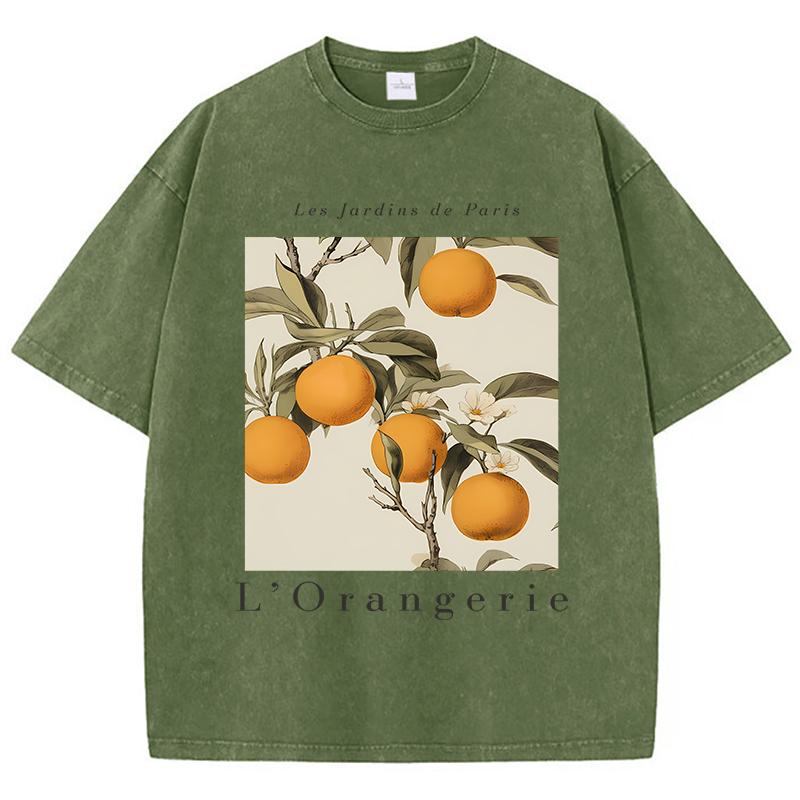 LOrangerie Printing Washed TShirts Womens Cotton Tops Comfortable Distressed ONeck T Shirts Summer Casual Womans Streetwear