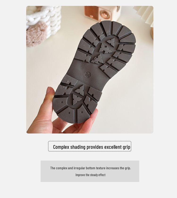 Мягкие Нескользящие Кожаные Детские Сапоги, Дизайн С Закрытым Носком, С Хлопковой Подкладкой, Для Девочек, Стиль Мартинс, Зима 2025