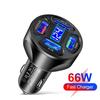 66W Car Charger 4 USB Ports True Voltage Display Support Fast Charging QC3.0 Quickly Charge For Iphoen Xiaomi Huawei