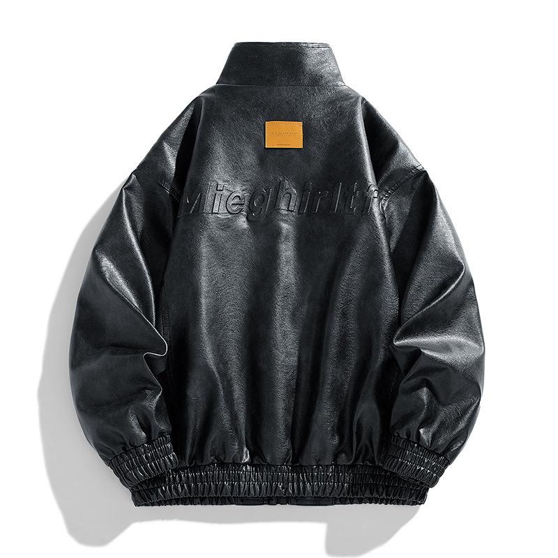 Мужская куртка из американской искусственной кожи, весна-осень, новая байкерская куртка с воротником-стойкой, универсальная модная куртка