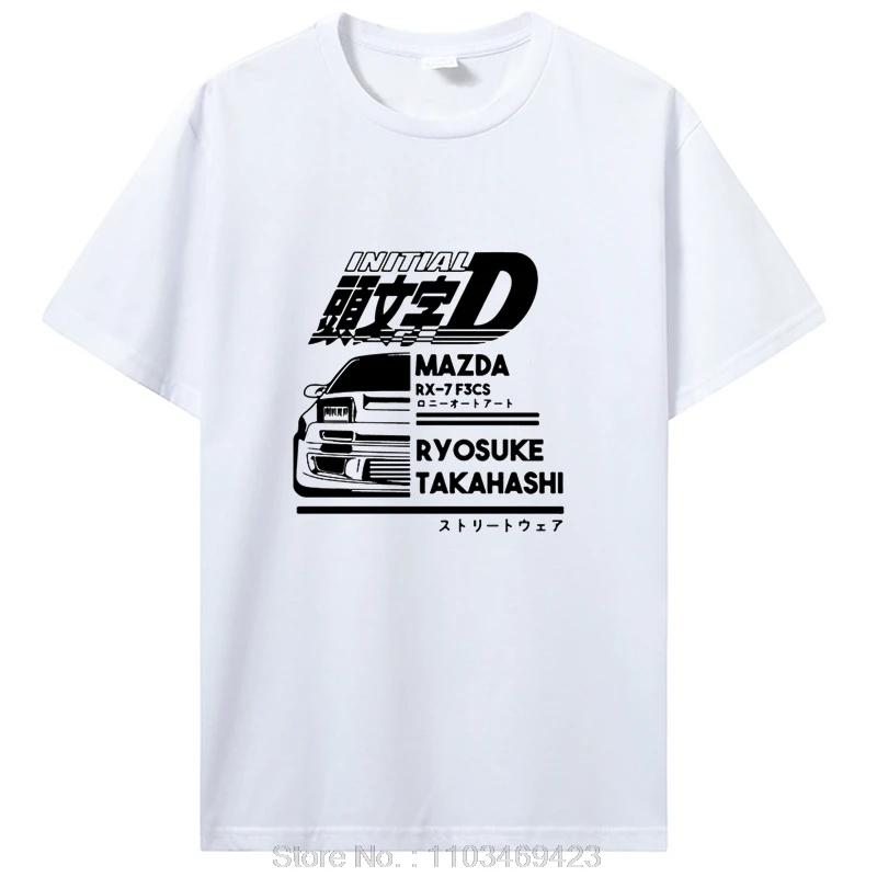 Japan Anime Initial D T-shirt Summer Cotton Takumi Fujiwara Tshirt Casual T Shirt Racing Drift Car Graphic Cotton Tees