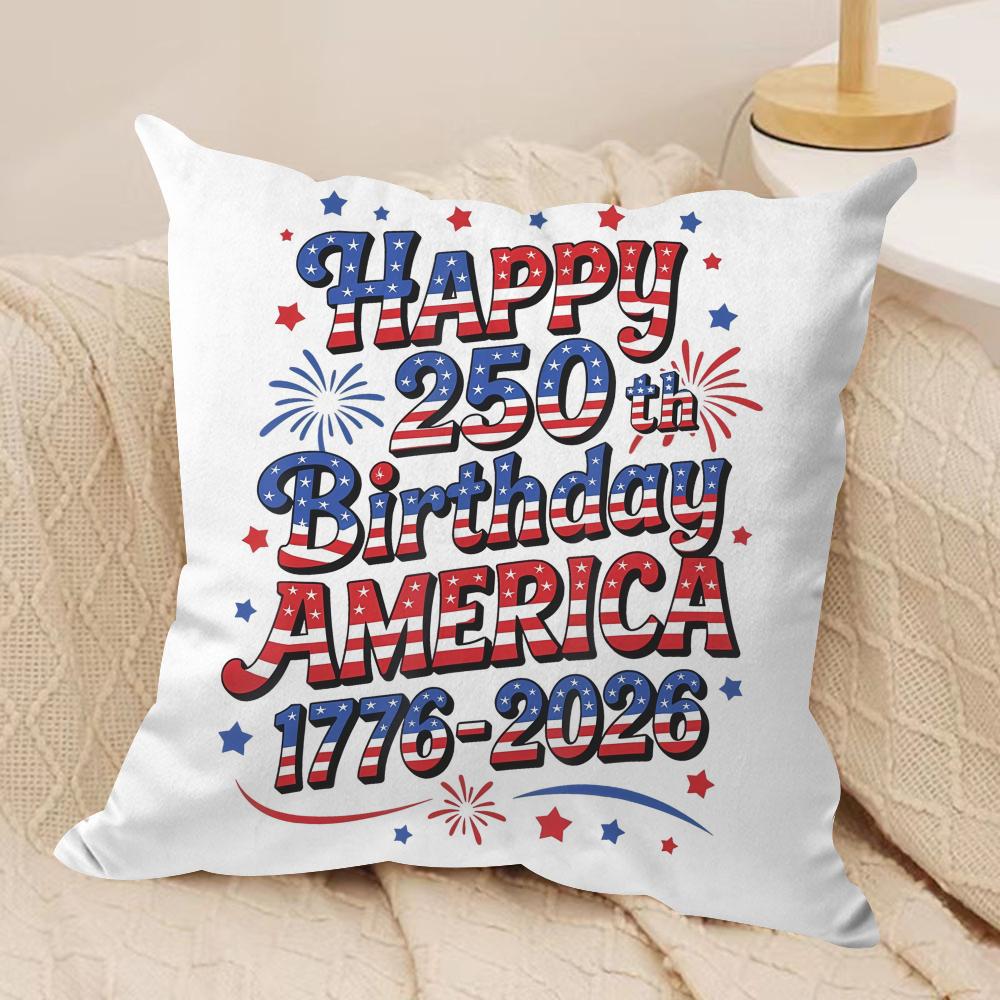 happy Anniversary of the US Cushion Cover Short plush Doublesided Print Square Throw Pillow Covers Sofa Home Cushion Decor