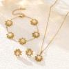 4pc Fashion High Quality Set European and American Trendy Sunflower Zircon Necklace Pendant Bracelet Earrings Women's Versatile