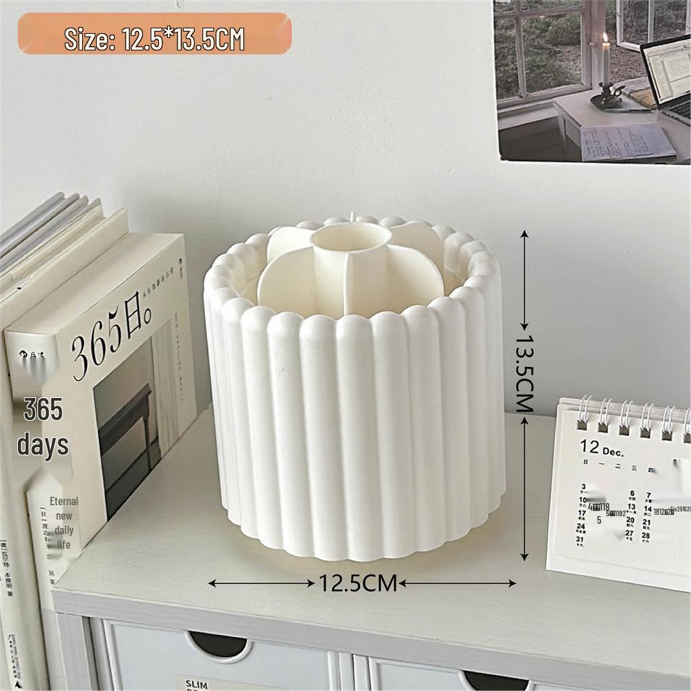 Вращающийся пыленепроницаемый органайзер для косметики: Подставка для кистей для макияжа, Хранение помад и теней для век, Подставка для ручек для стола