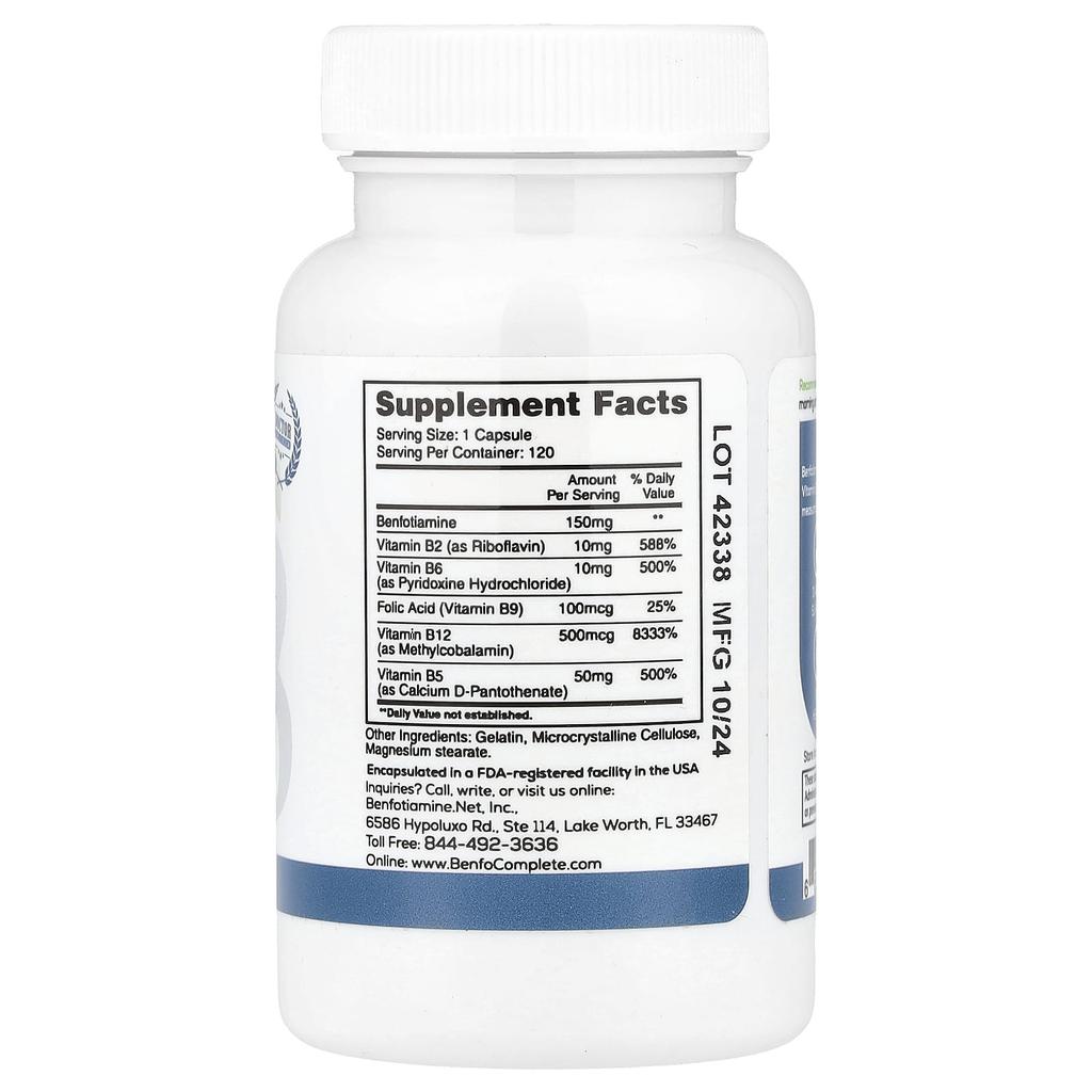Benfotiamine Inc. Мульти-Б Формула поддержки при нейропатии с бенфотиамином, 150 мг, 120 капсул