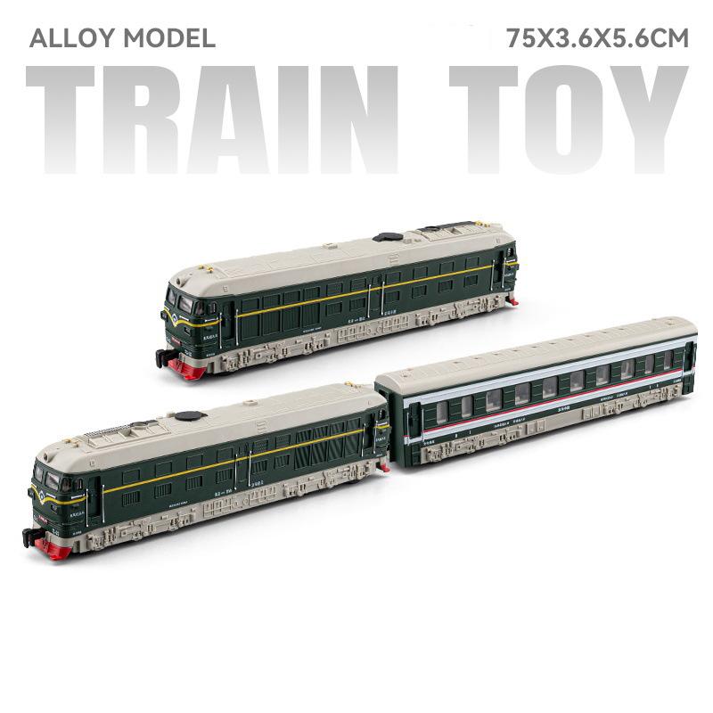1:32 DongFeng 4B Train Model Toy Car Doors Opened Powered Walking Electric Spray Diesel Alloy Vehicle Music Light Models for Kid