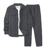 2Pcs/Set Men Sportwear Set Lapel Long Sleeve Flap Pockets Coat Elastic Drawstring