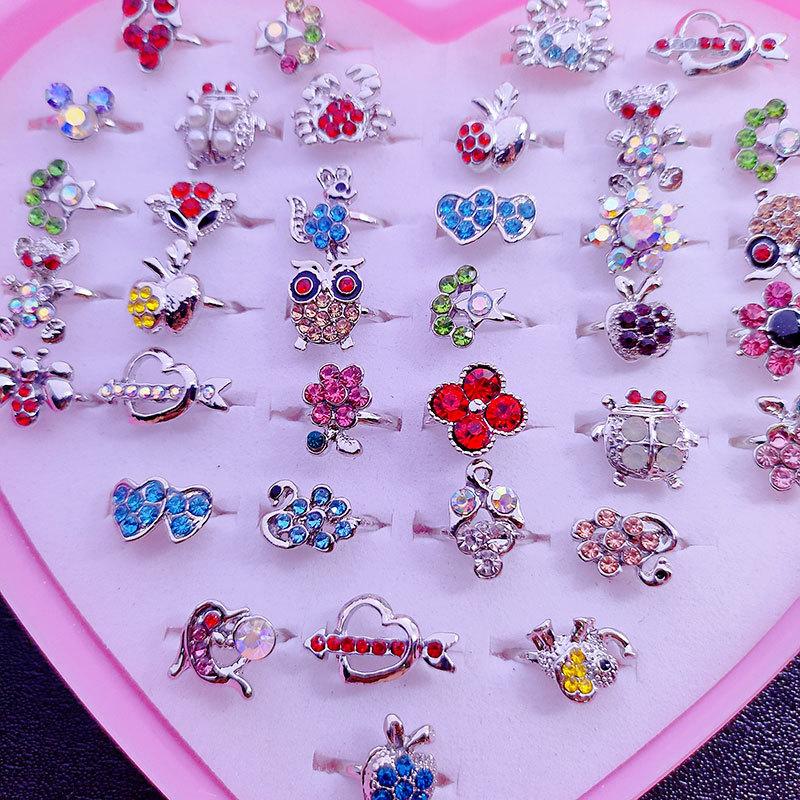 12 шт., простое универсальное кольцо с цветком и бриллиантом для девочек, кольцо с кристаллами