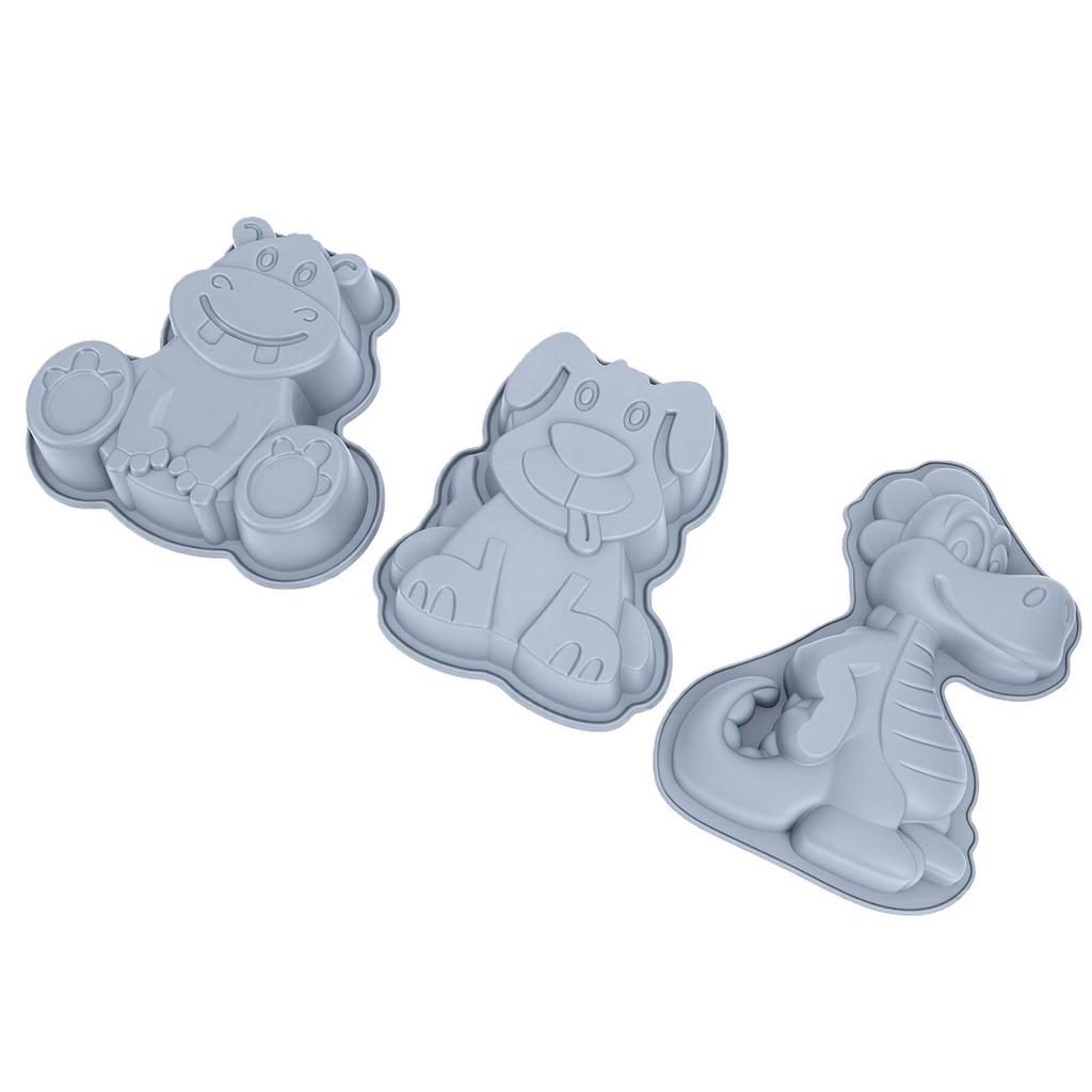 3pcs Cartoon Silicone Baking Mold Dinosaur Hippo Dog Shape Food Grade Non Stick Cute Cake Mold