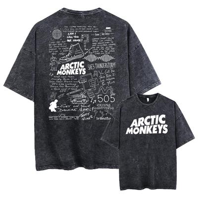 Ретро Рок Arctic Monkeys Музыкальный Альбом Графическая Футболка Мужская Винтажная Кислотная Стирка Оверсайз Уличная Одежда С коротким Рукавом Футболка Y2k Хип-Хоп Уличная Одежда