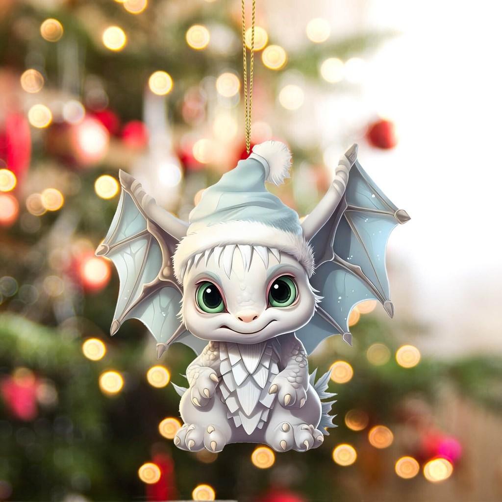 Vibrant Acrylic Christmas Decorations Cartoon Dinosaur Car Hangers For Unique Holiday Decor