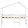 High Bed with Roof White 90 x 190 cm Solid Pine Wood