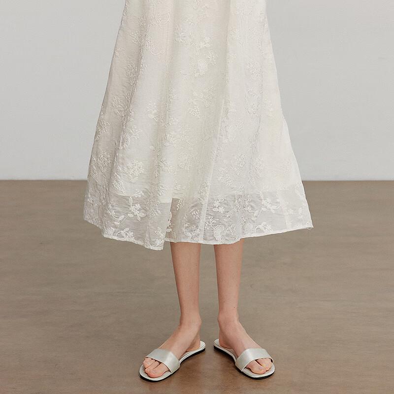 Chuyu Women's Embroidered Lyocell Sweetheart Neck Dress