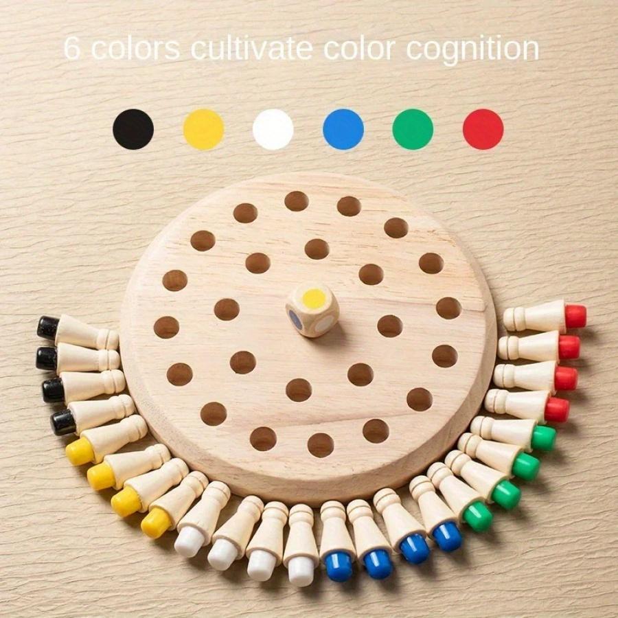 Продвинутый деревянный набор шахмат для развития памяти — увлекательная и познавательная настольная игра с конструктором для улучшения распознавания цветов и познавательных способностей