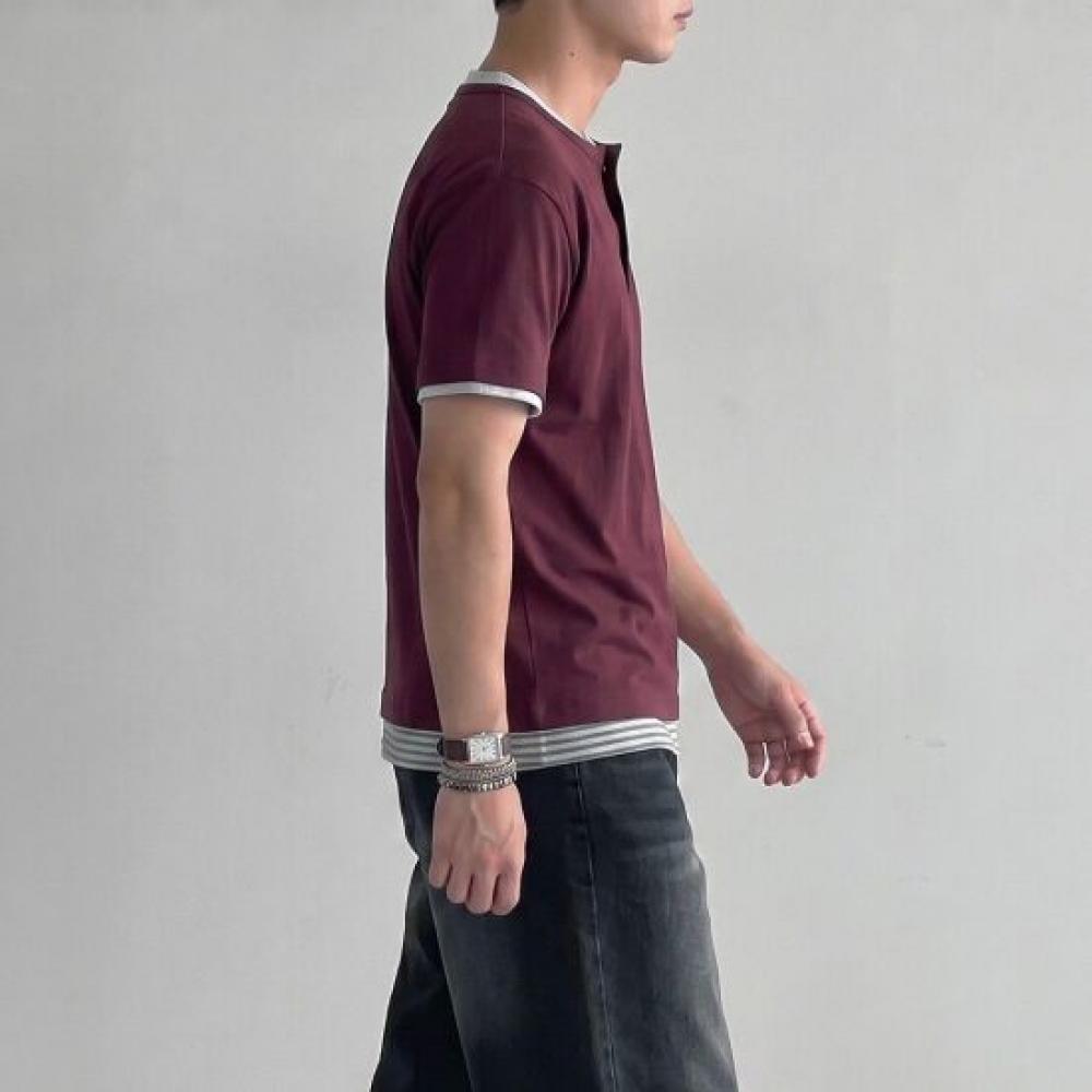 Onl Men S Henley Neck Crop Ringer Tee White