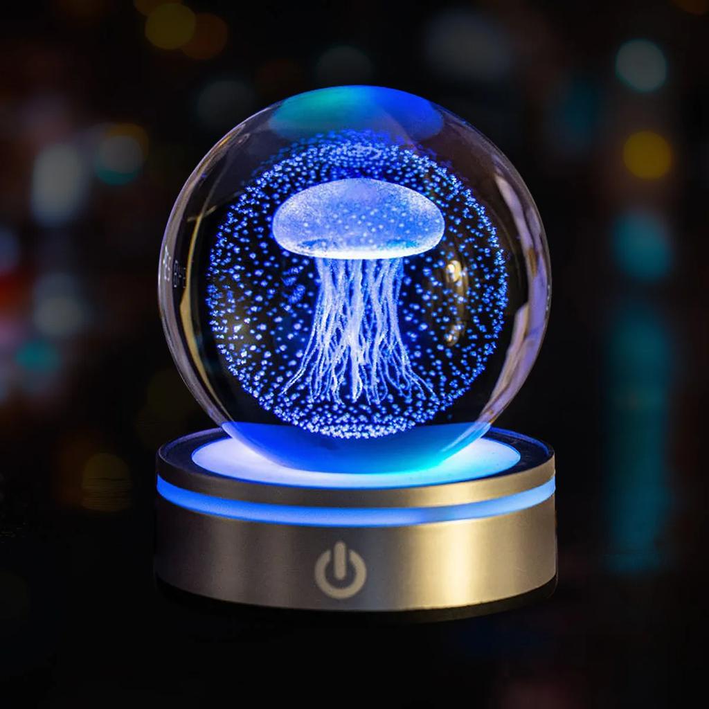 Хрустальный шар, ночные огни, светящаяся планета, галактика, астронавт, 3D RGB, лунная настольная лампа, атмосферная лампа, настольные украшения, подарки для детей