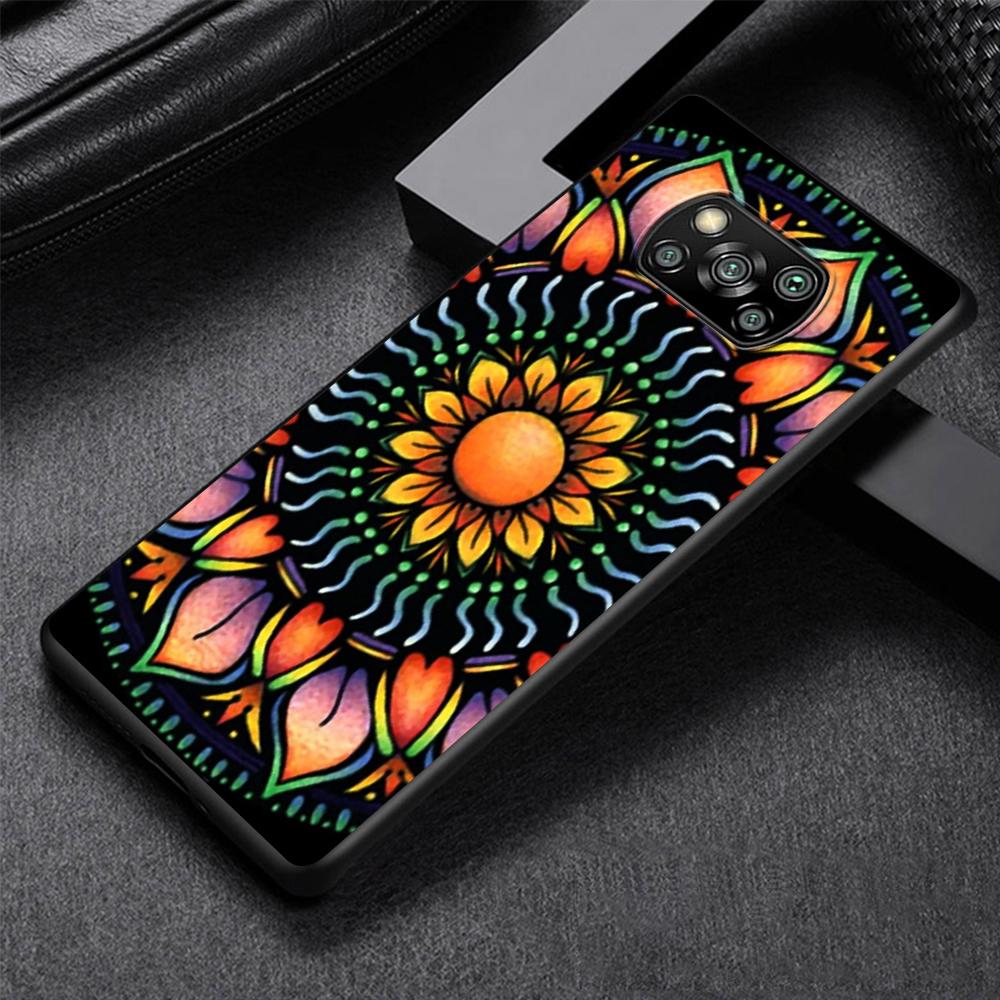 Синий Чехол-Мандала Цветок Тотем для Xiaomi Poco X5 X3 NFC X4 Pro 5G F4 GT M5 M5s F3 Pocophone F1 Черный Мягкий Чехол для Телефона Mi 13 12T