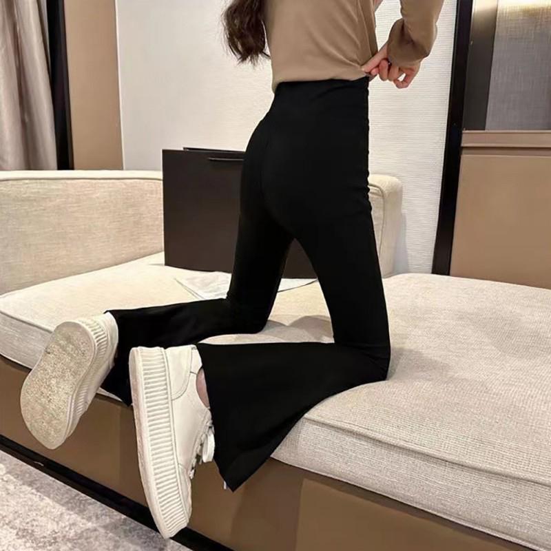 Детские узкие эластичные брюки, однотонные расклешенные брюки для девочек