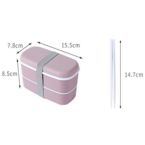 Plouluyt Microwaveable 2-Layer Lunch Box with Compartments, Leakproof Bento Box, Insulated Food Container, Pink