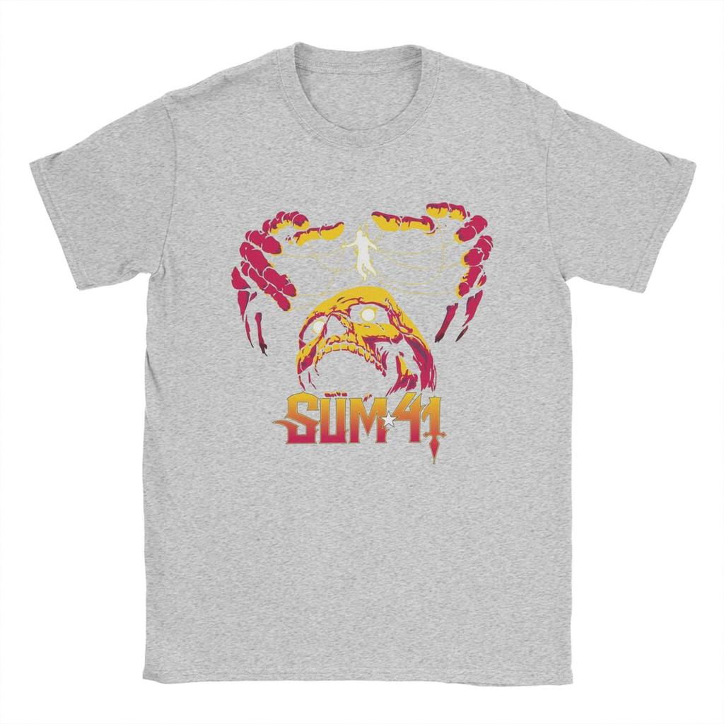 Мужская футболка The String Skull Sum 41 Band SUM41 Панк Смешная Хлопковая Футболка с Круглым Вырезом и Коротким Рукавом Футболки Топы с Графическим Принтом