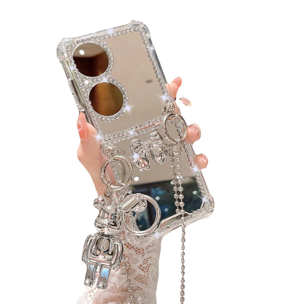 Применимо к Huawei P50pocketS camellia mirror zflip7 messenger chain flash diamond cartoon bear защитный чехол