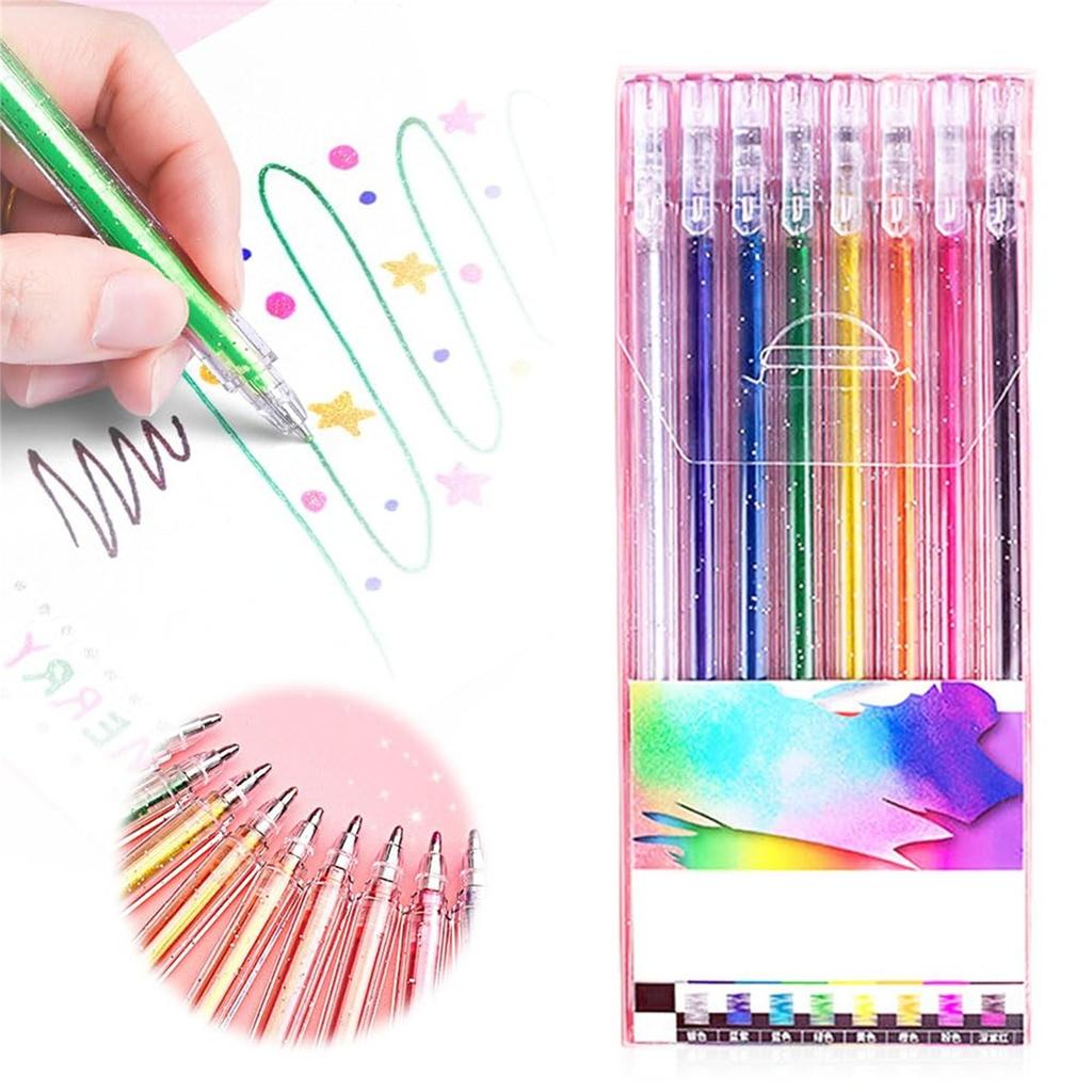 Glitter Gel Pen Set, For Coloring Books, Artist Colored Gel Markers Colorful Pens Neon Gel Pens For Kids Adult Coloring Books And Drawing 22ml