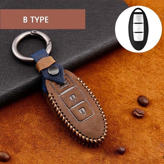 Чехол для автомобильного ключа из натуральной кожи для Nissan SENTRA LIVINA TIIDA MARC KICKS X-TRAIL TEANA J10 J11 T32 Qashqai