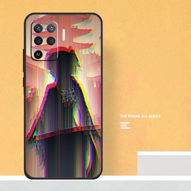 Vaporwave Glitch Anime Case For Oppo A40 A60 A80 A78 A98 A58 A38 A18 A54 A74 A94 A96 A76 A16 A15 A17 A57 A5 A6 Pro