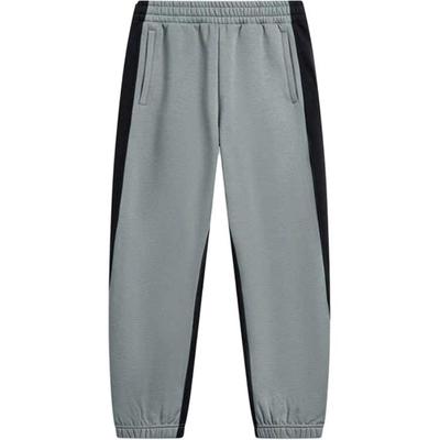 Li Ning удобные повседневные простые флисовые свободные трикотажные спортивные брюки с манжетами мужские низы серые AKLTA01-1