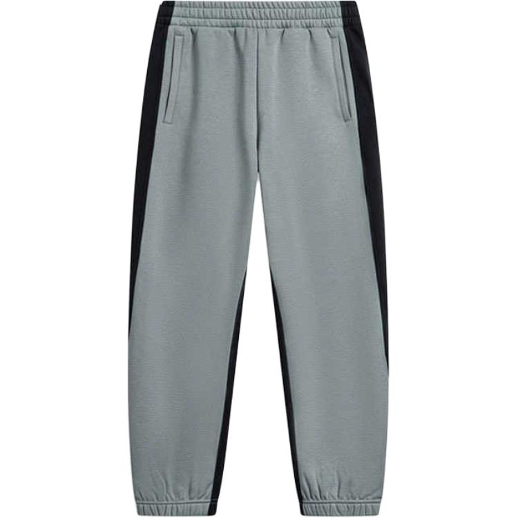 Li Ning удобные повседневные простые флисовые свободные трикотажные спортивные брюки с манжетами мужские низы серые AKLTA01-1