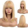 Синтетические смешанные золотисто-коричневые парики для женщин, короткий парик из натуральных светлых волос, прямые волосы с челкой, женское повседневное использование, косплей, термостойкое волокно