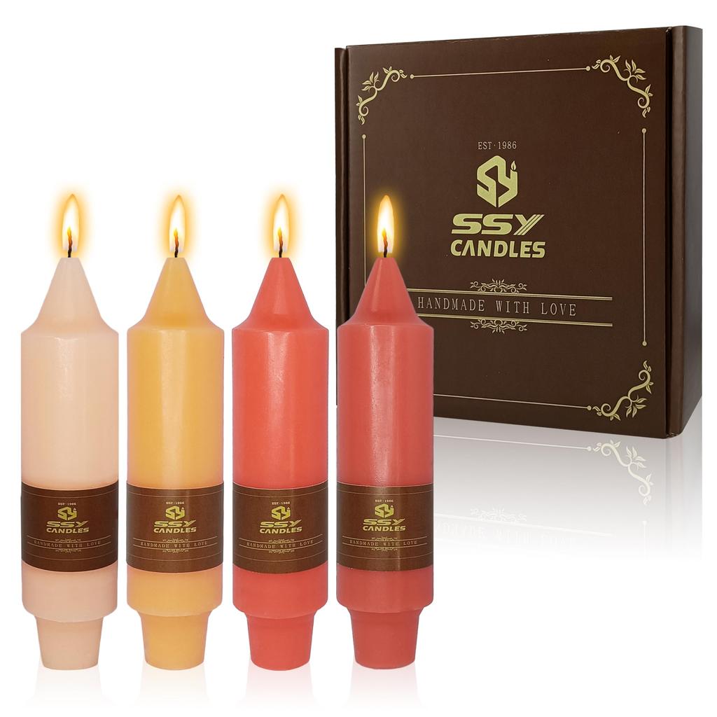 Short 5-Inch Gradient Green Taper Candles 4 PCS for Christmas Dinner Household Wedding Party Home Decor
