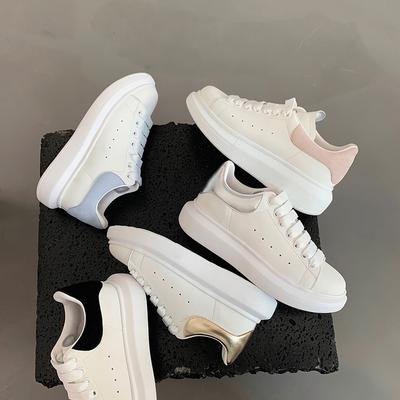 Пятнистая версия из коровьей кожи виноградной мамы, та же подошва-маффин, повседневные универсальные белые туфли на толстой подошве, спортивная доска с внутренней высотой