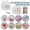 Small Flower Frame Embroidery Kit,Learn 12 Different Stitches DIY Hand Floral Embroidery Starters Kit, For Beginners With Pattern And Instructions
