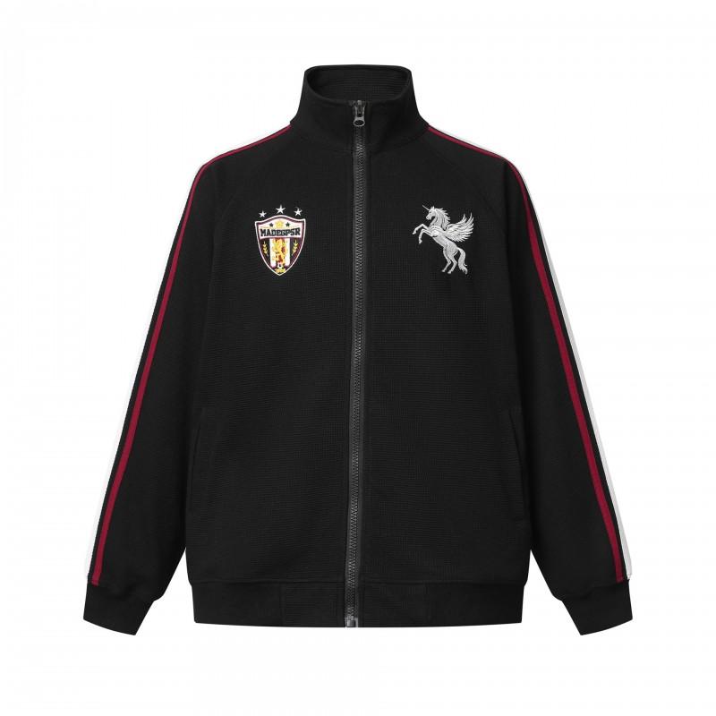 Vintage American Sporty Hoodie Jacket Loose Fit Zip-Up Sweatshirt Men Teens Casual Campus Wear